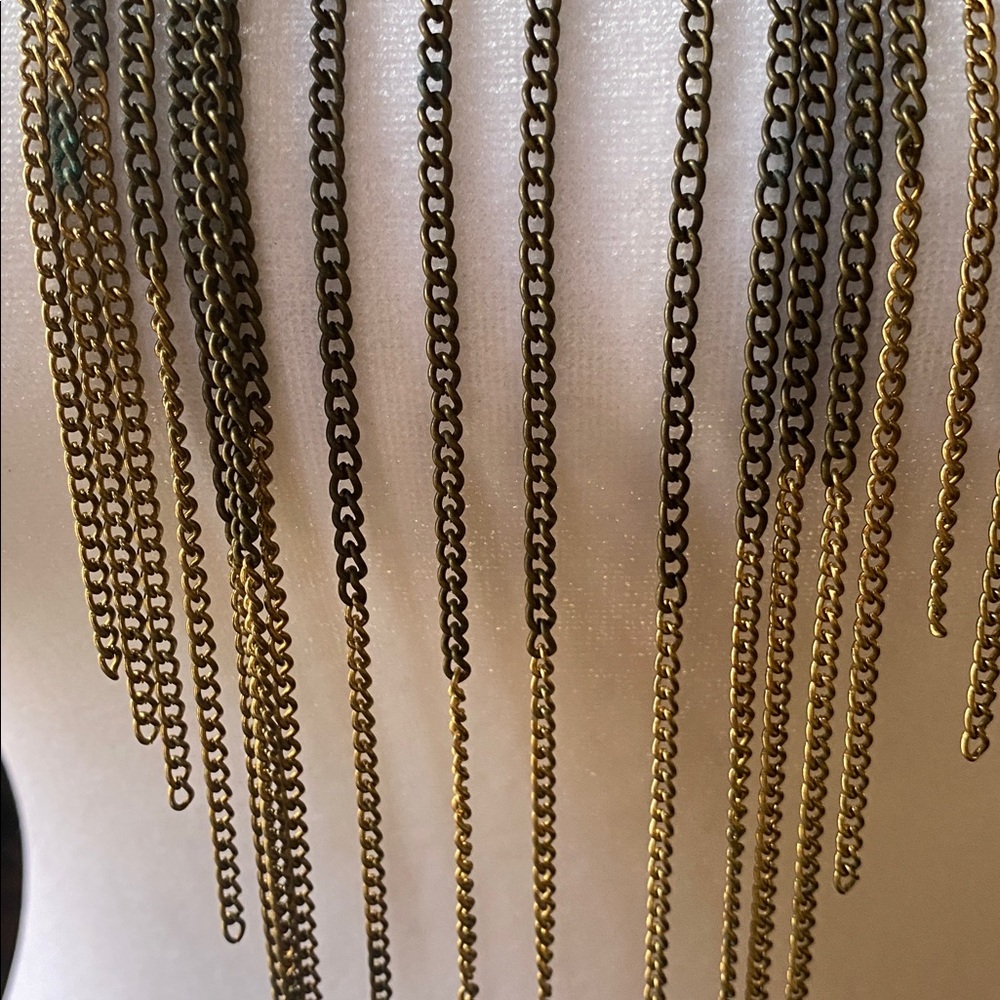 Elegant Vintage Gold and Black tone Fringe Bib Necklace - Picture 2 of 4